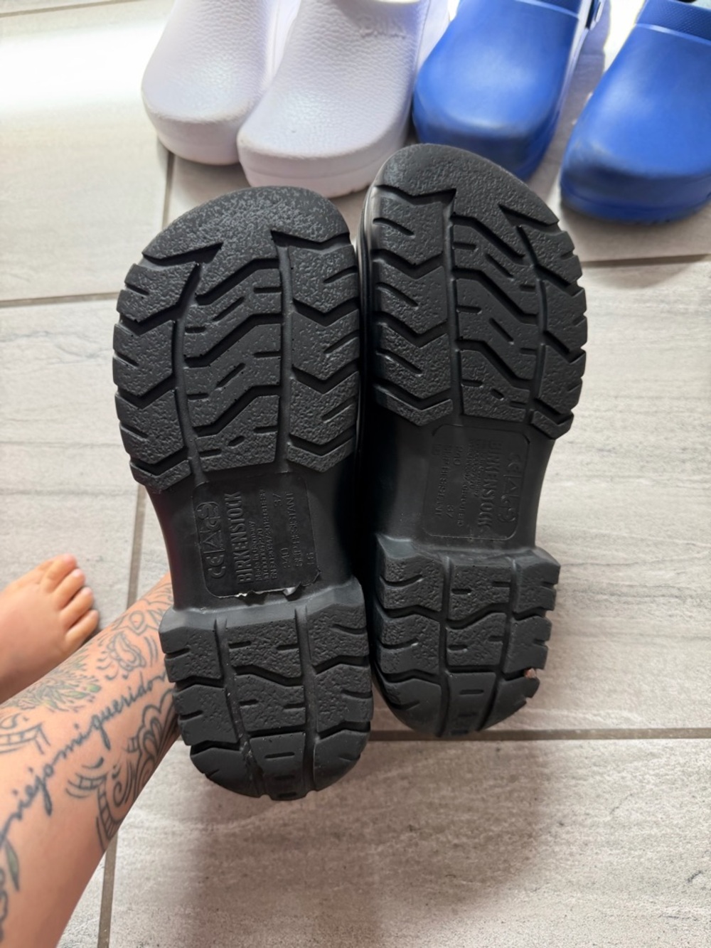 Birkenstock Women's Clogs in Black, White & Blue - Picture 2 of 10